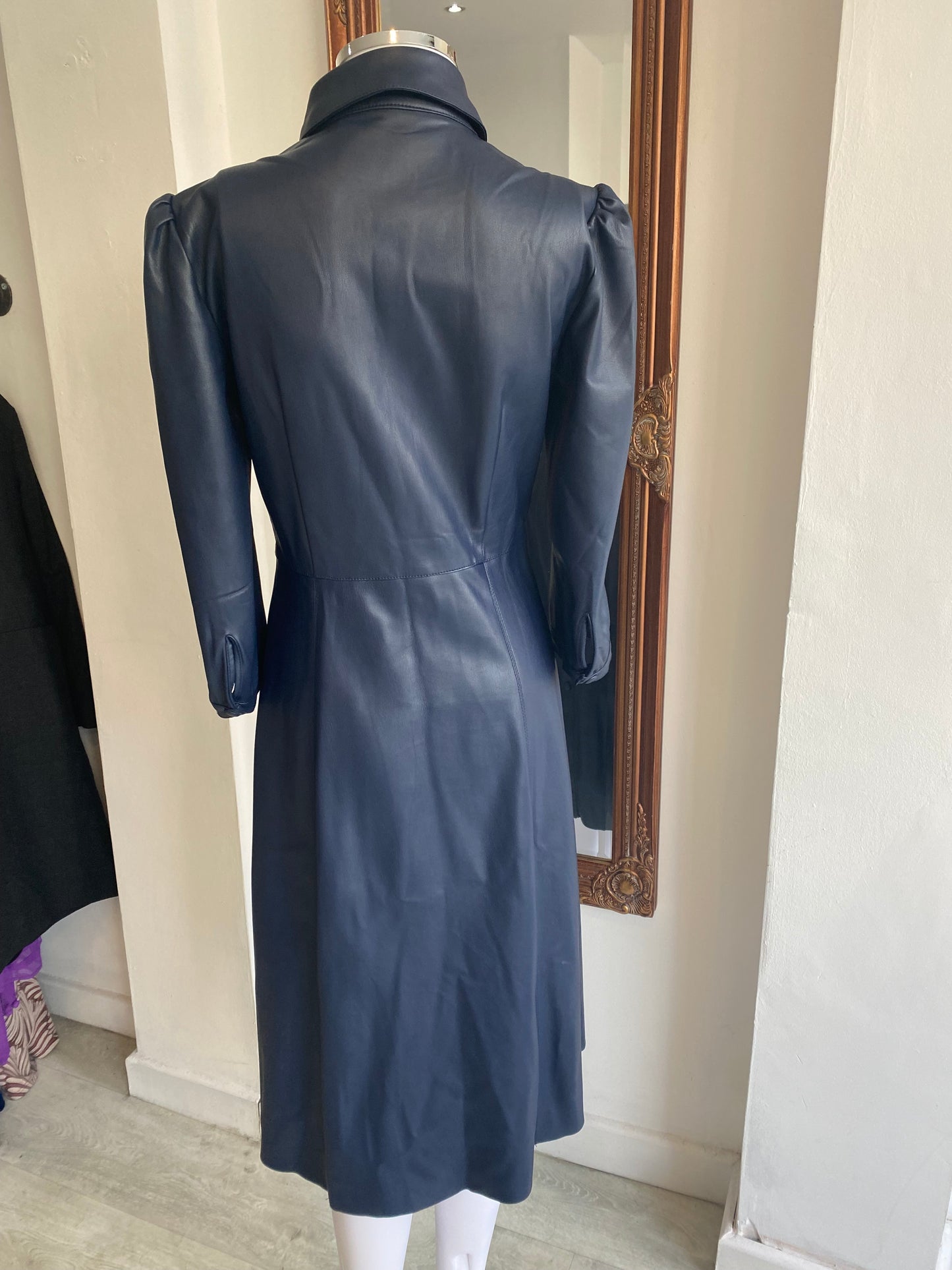 Sosander Navy Blue Faux Leather Dress Size 8