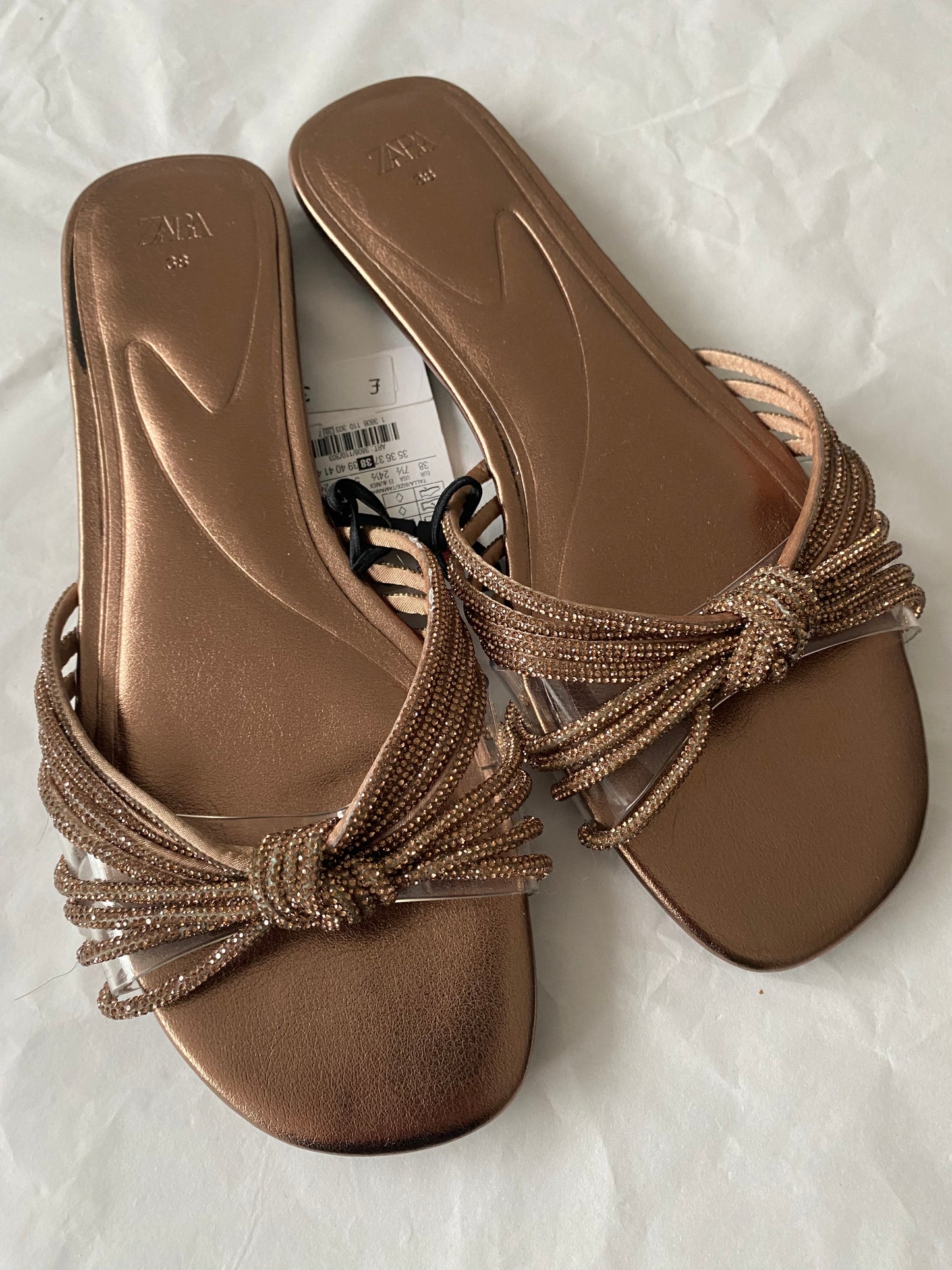Zara bronze diamante sandals size 5