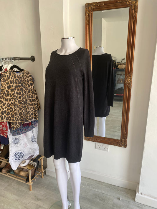 White Company White Label Black Jumper Dress with Metallic Edging Size 10