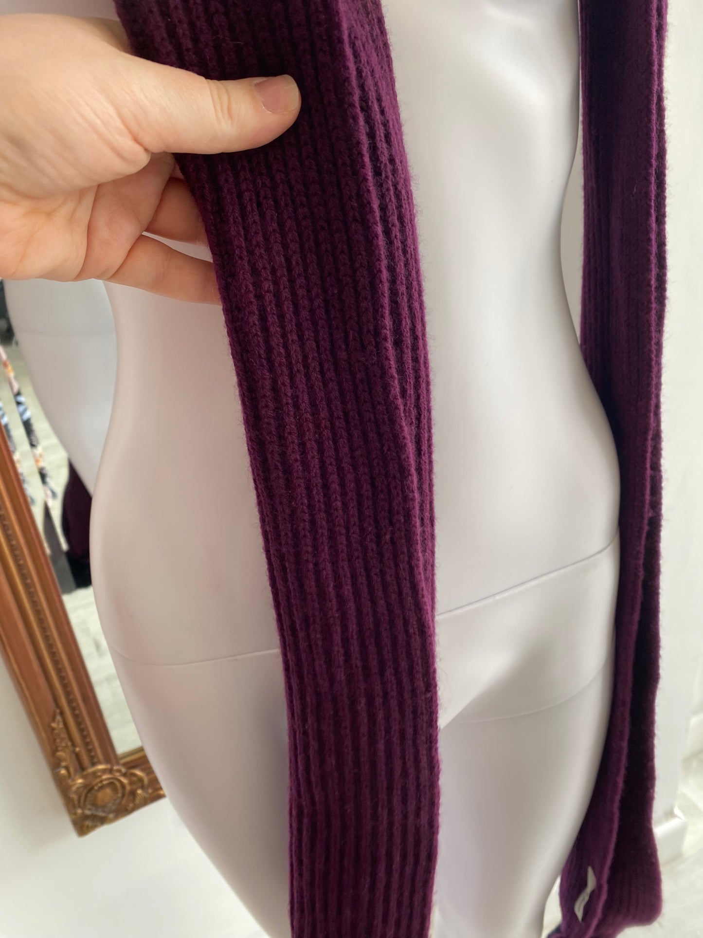 LK Bennett Wool and Cashmere Purple Bobble Scarf