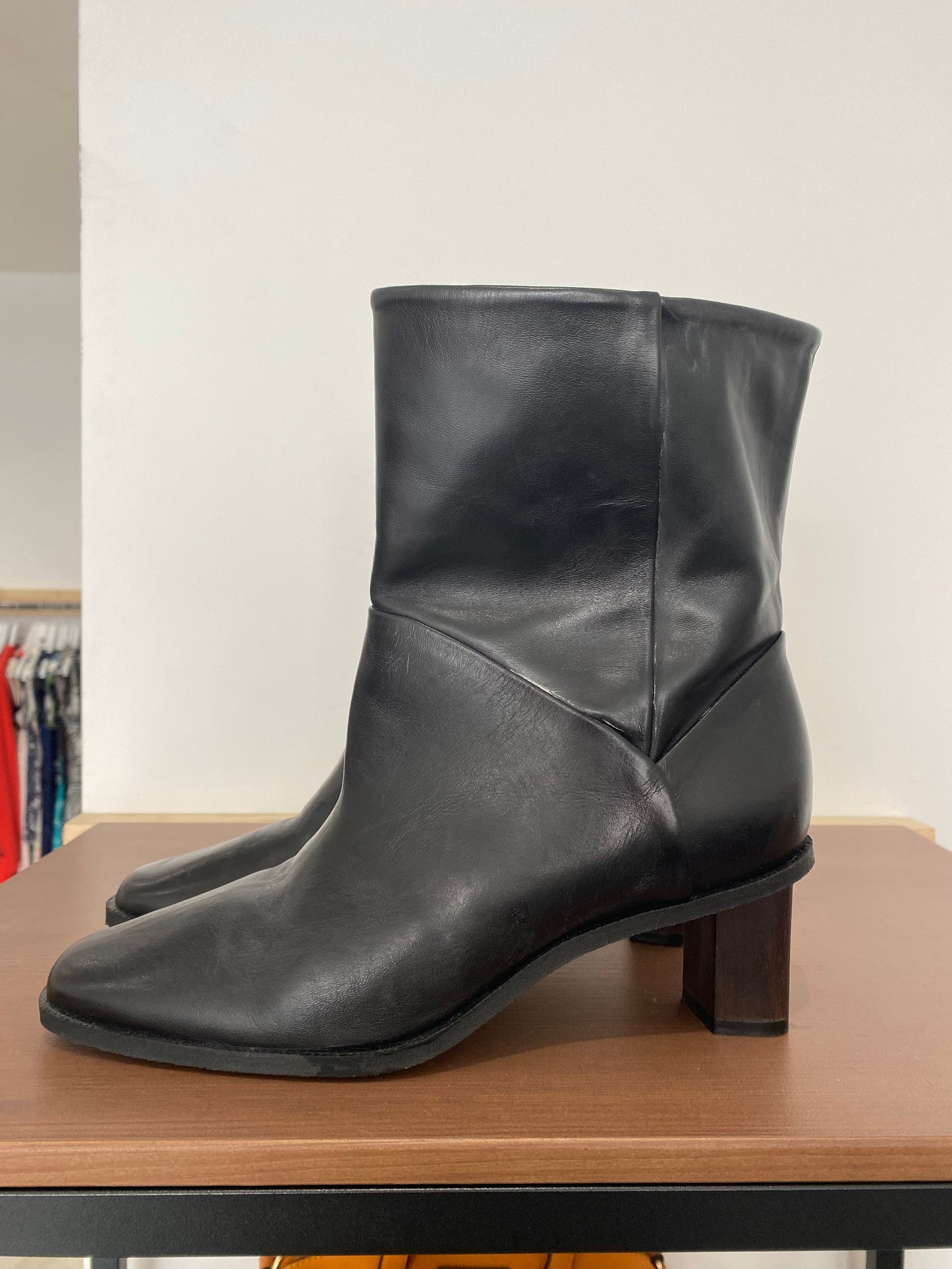 COS Black Leather Calf Length Boots Size 5