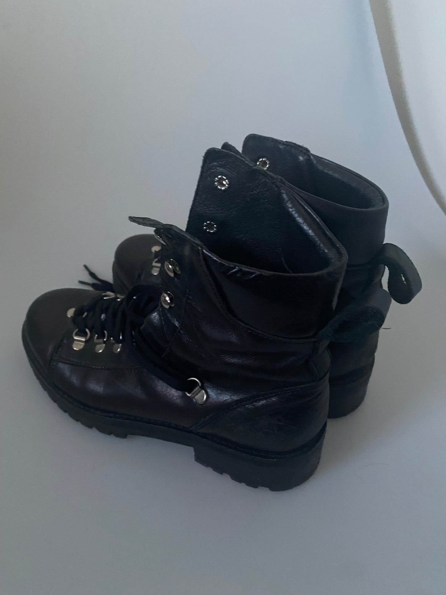 All Saints Black Leather Franka Boots Size 5