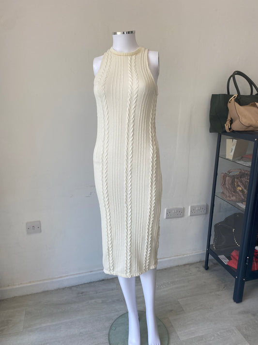 Zara Cream Cable Knit Jumper Dress Size Small 8-10