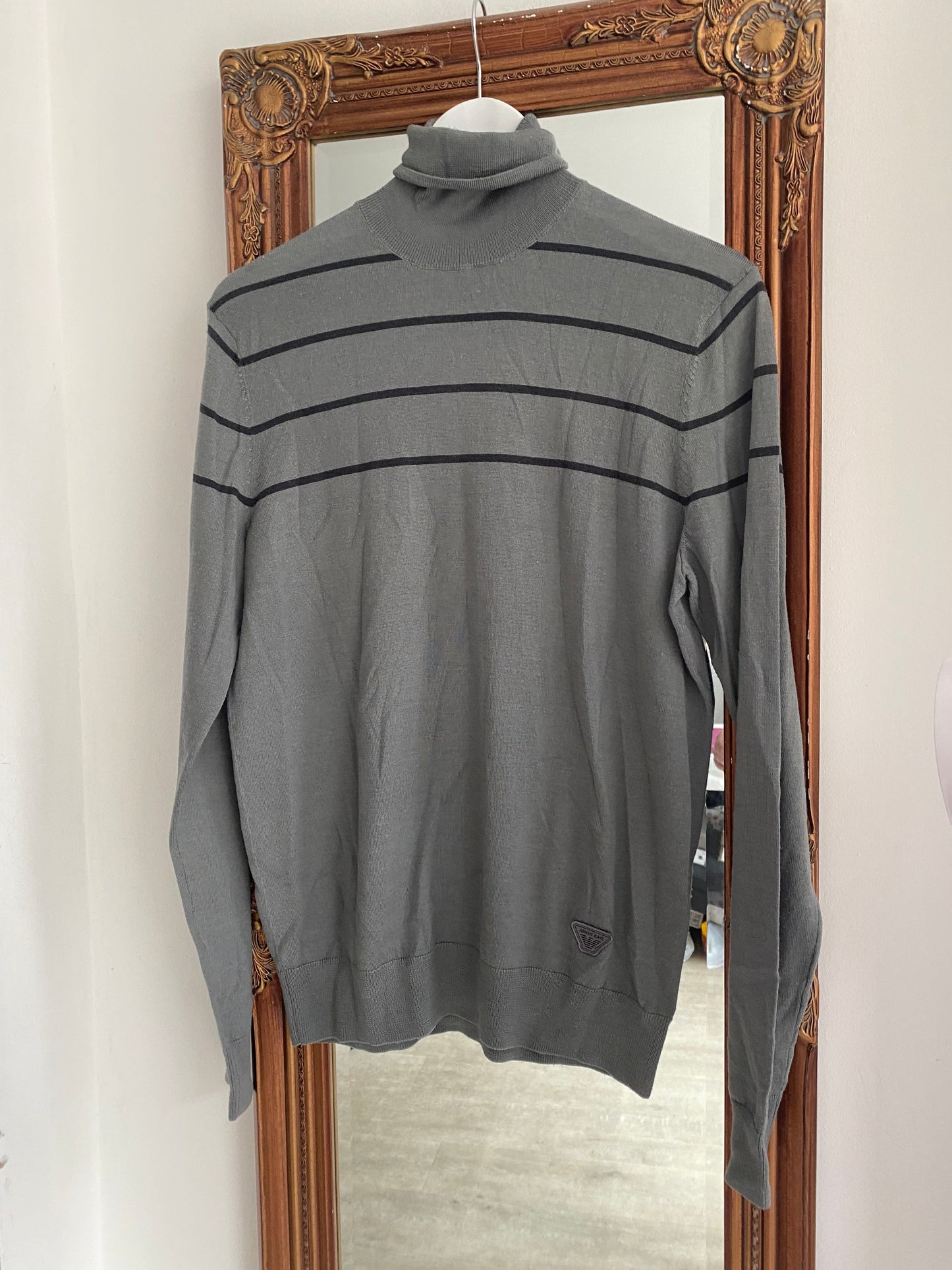 Armani Jeans Grey Wool and Silk Jumper Size Medium