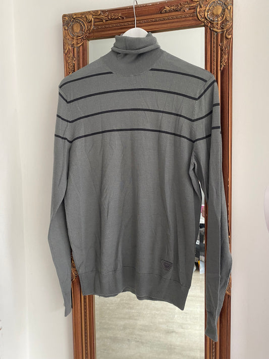 Armani Jeans Grey Wool and Silk Jumper Size Medium
