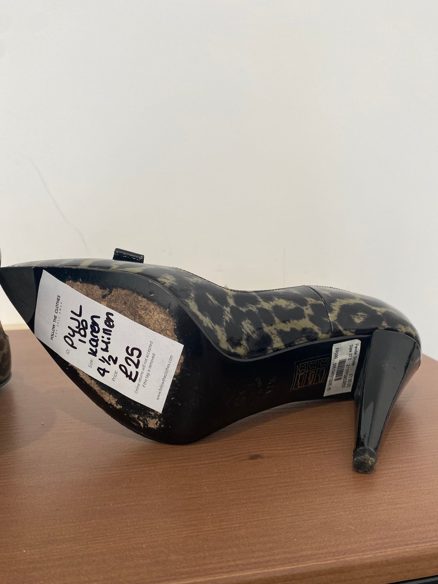 Karen Millen Leopard Print Patent Shoes Size 4