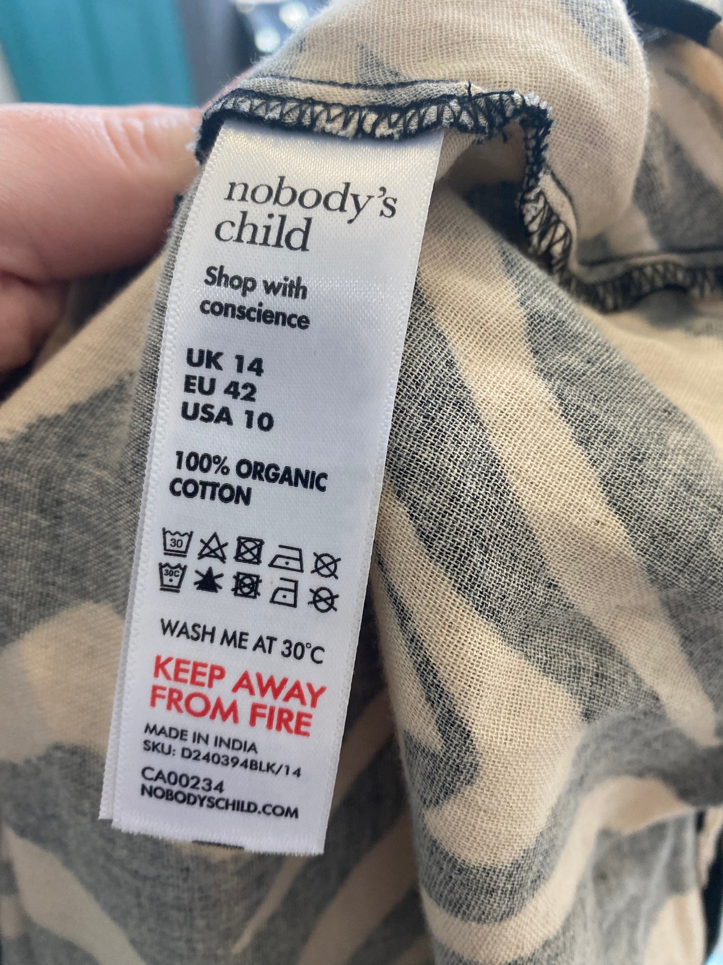 Nobody’s Child zebra print dress size 14 new