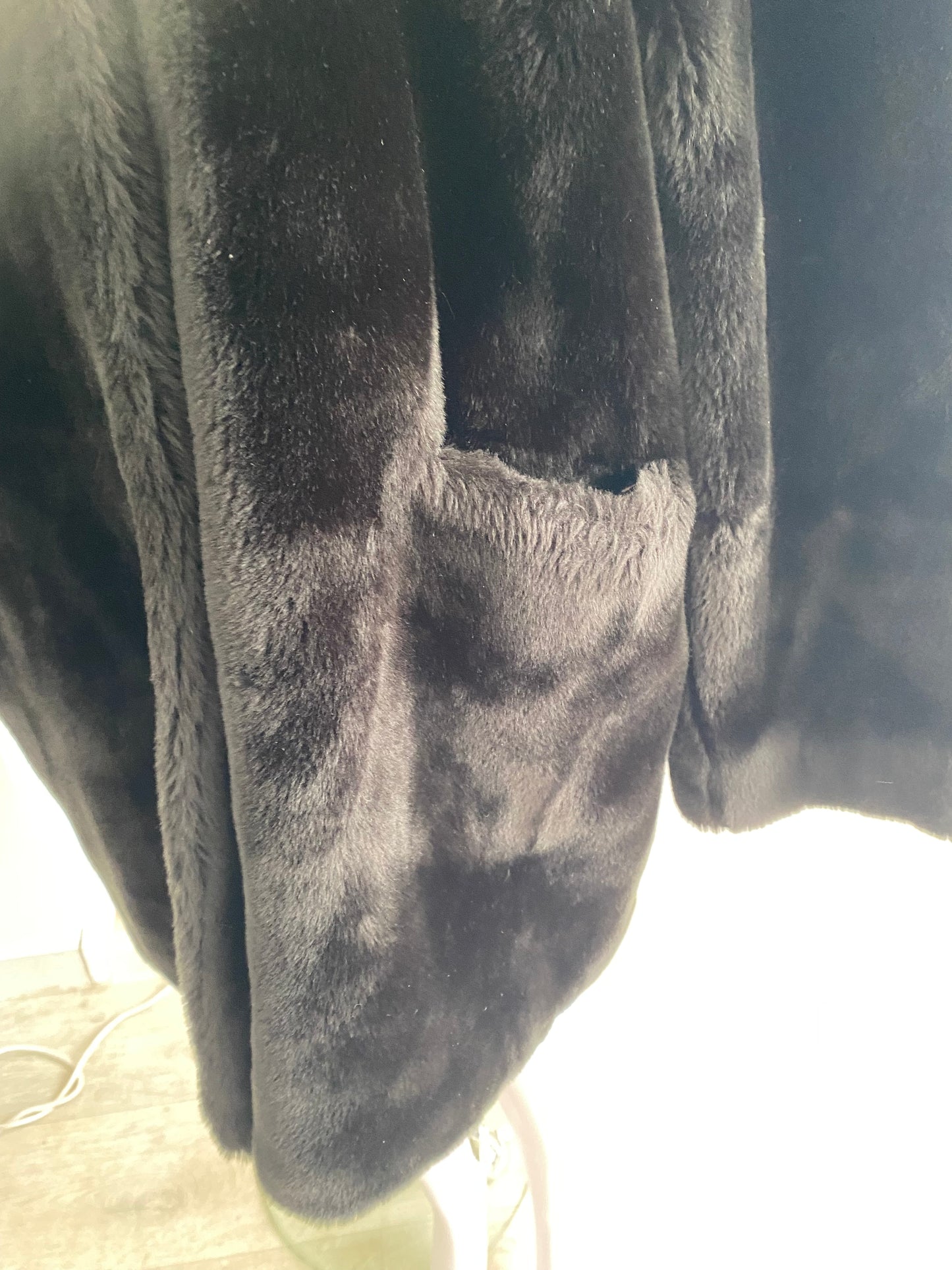 House of Fraser black faux fur coat size 18