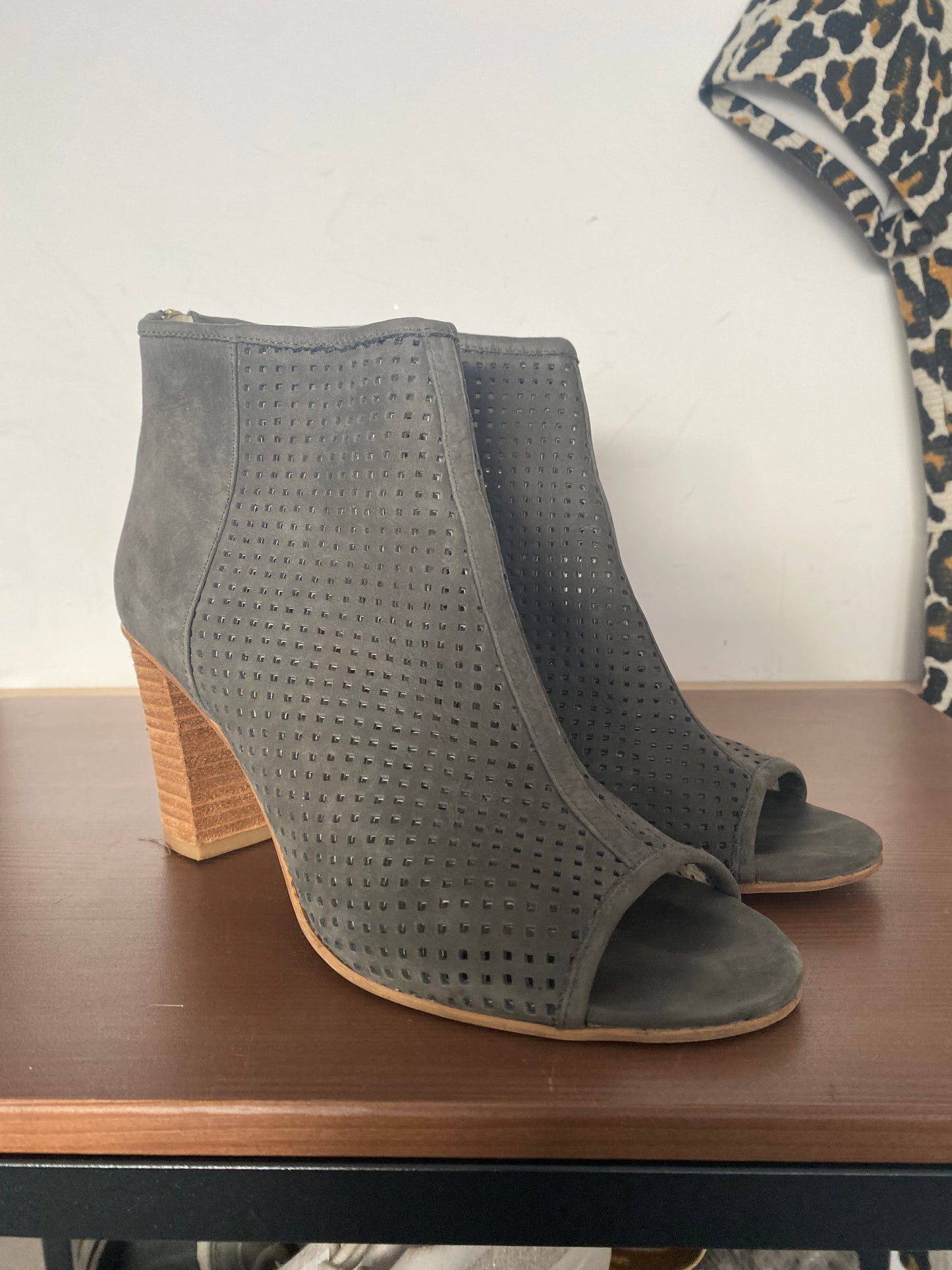 Mint Velvet Grey Laser Cut Boots Size 5