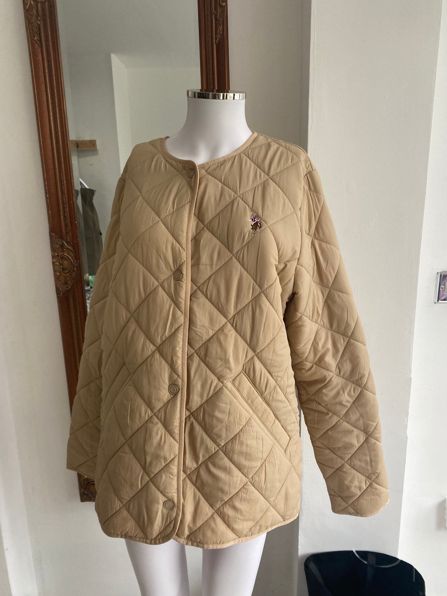 US Polo ASSN beige quilted coat size 16