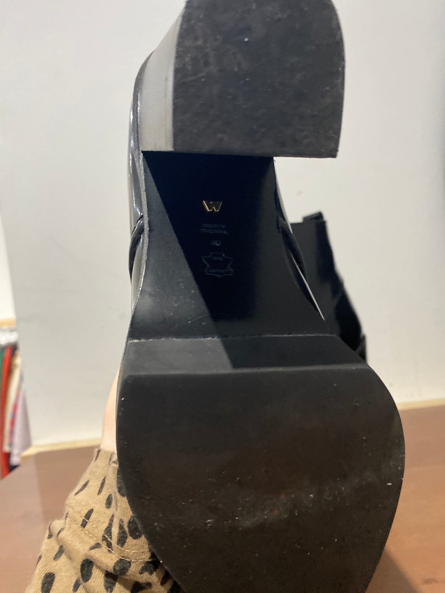 Whistles Black Patent Heeled Ankle Boots Size 7