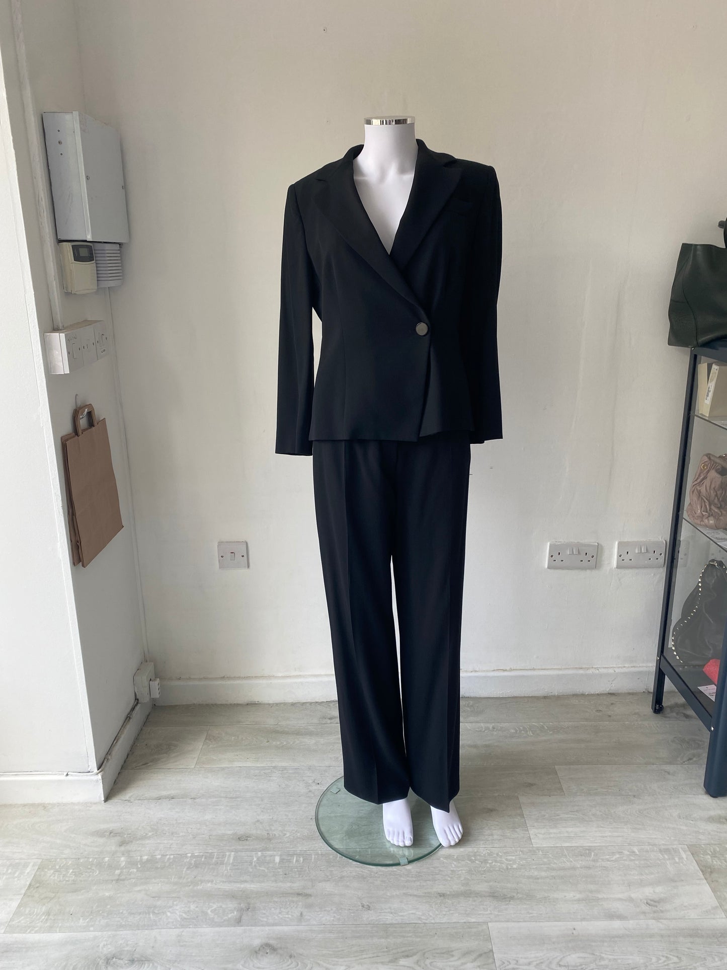 Emporio Armani Black Trouser Suit Size 10