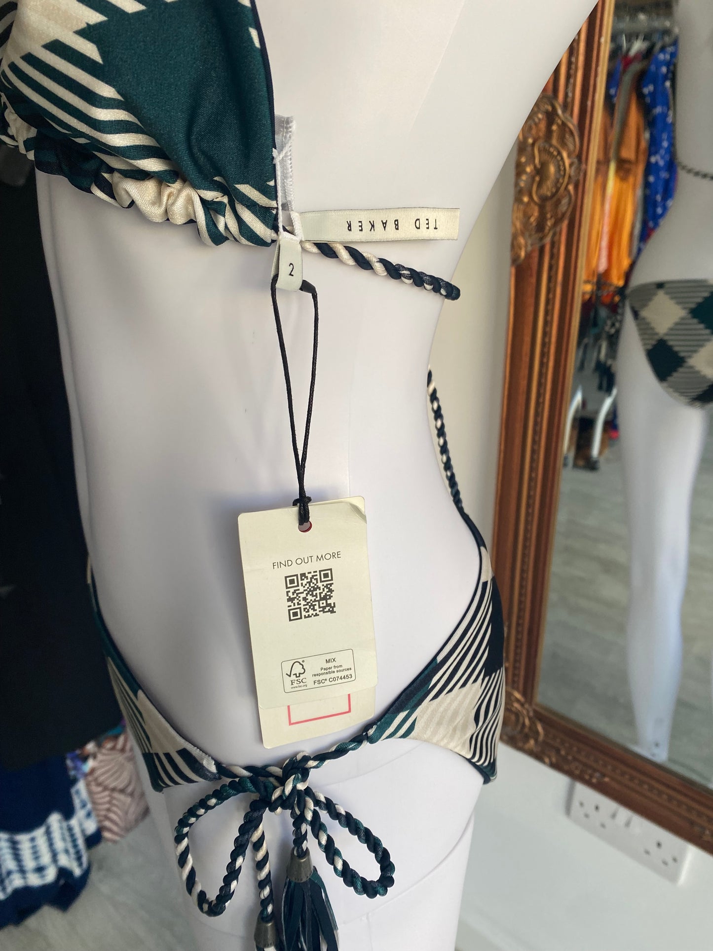 Ted Baker dogtooth print bikini size 10 brand new with tags