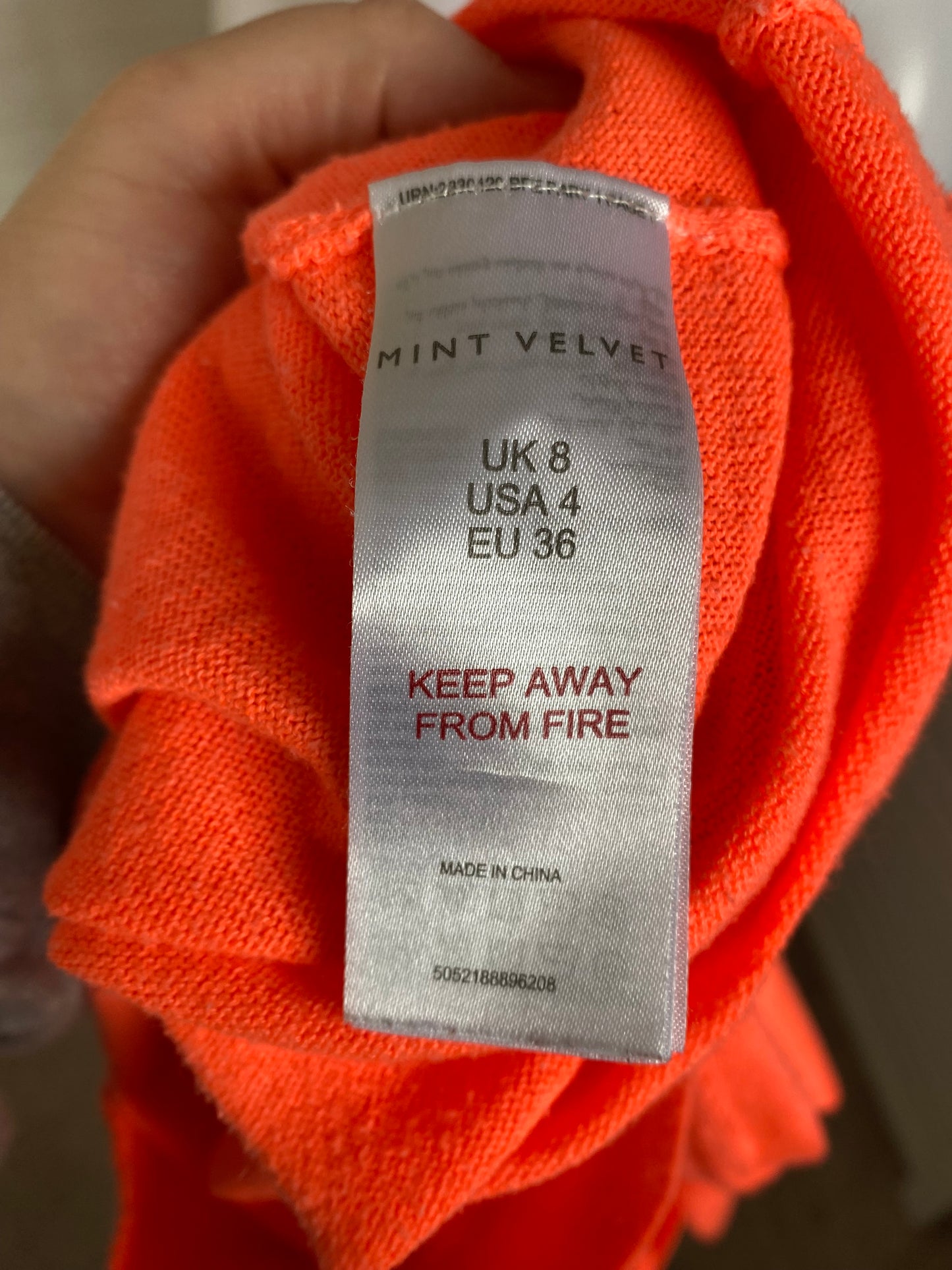 Mint Velvet orange linen blend jumper size 8-10