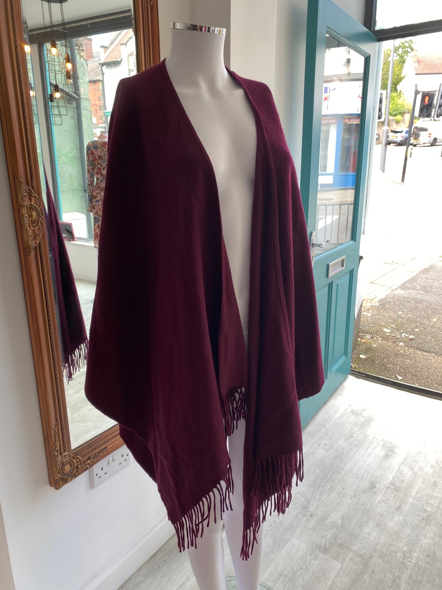 LK Bennett Aubergine Wool and Cashmere Shrug/Cape