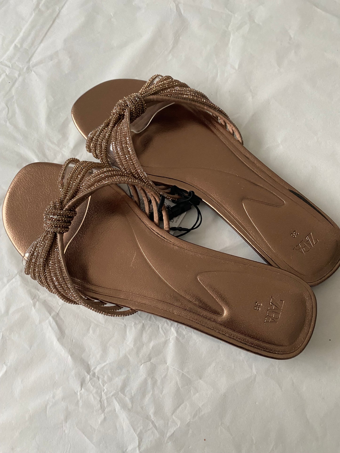 Zara bronze diamante sandals size 5