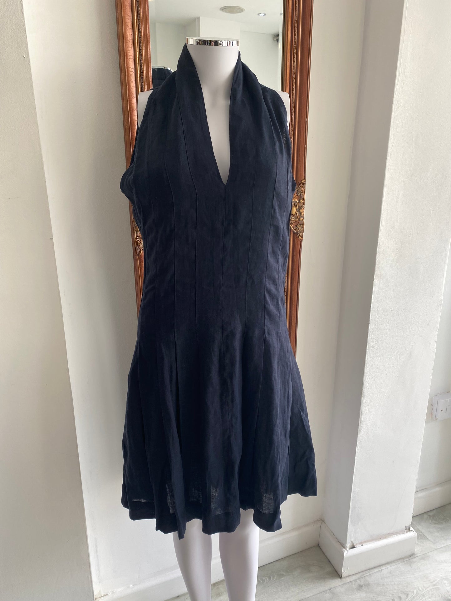 Pepitos Navy Linen Dress Size 12-14