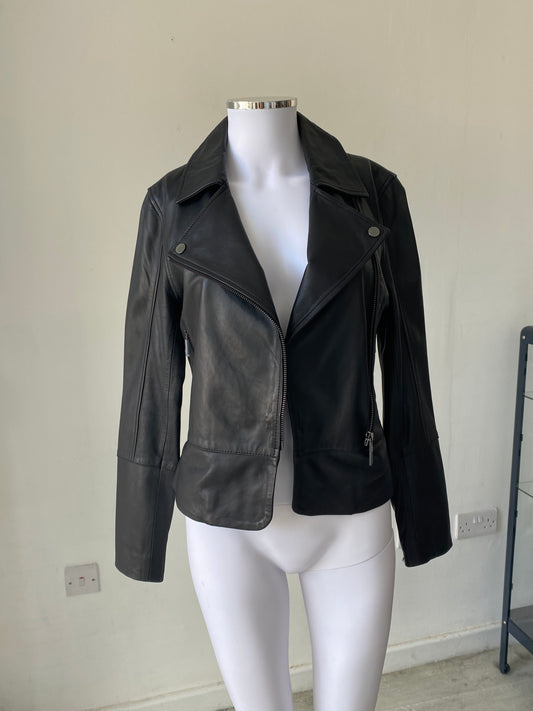 Ted Baker Black Leather Biker Jacket Brand New with Tags Size 8