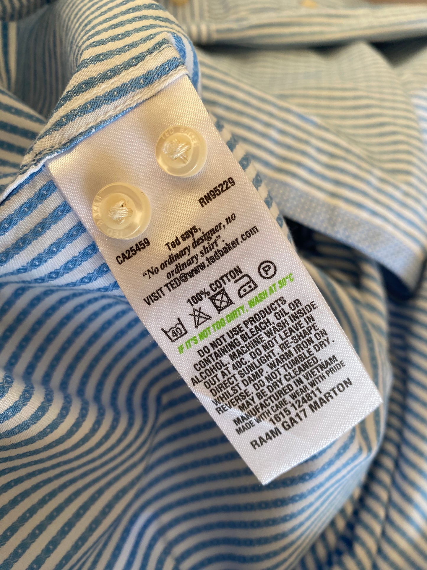 Ted Baker Blue Striped Shirt Size XL