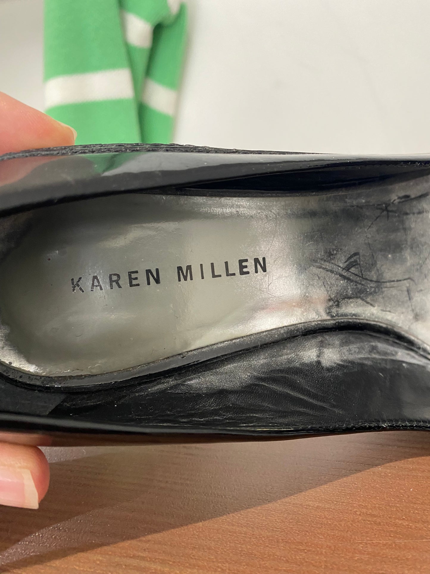 Karen Millen black patent heels size 4
