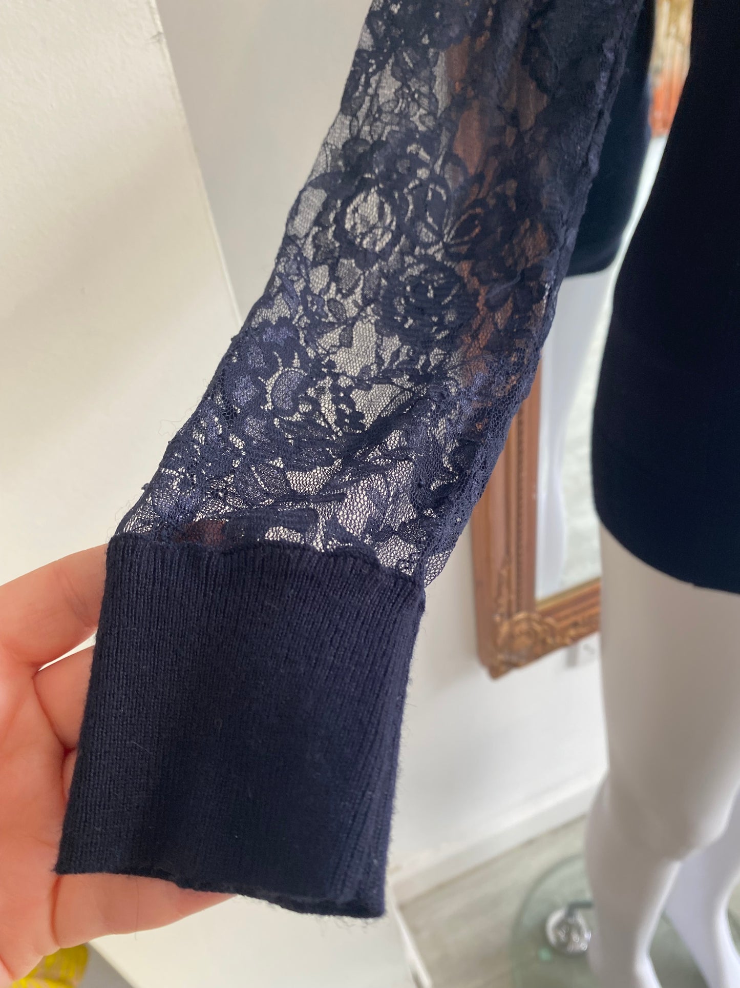 Coast navy knitted top with lace size 8