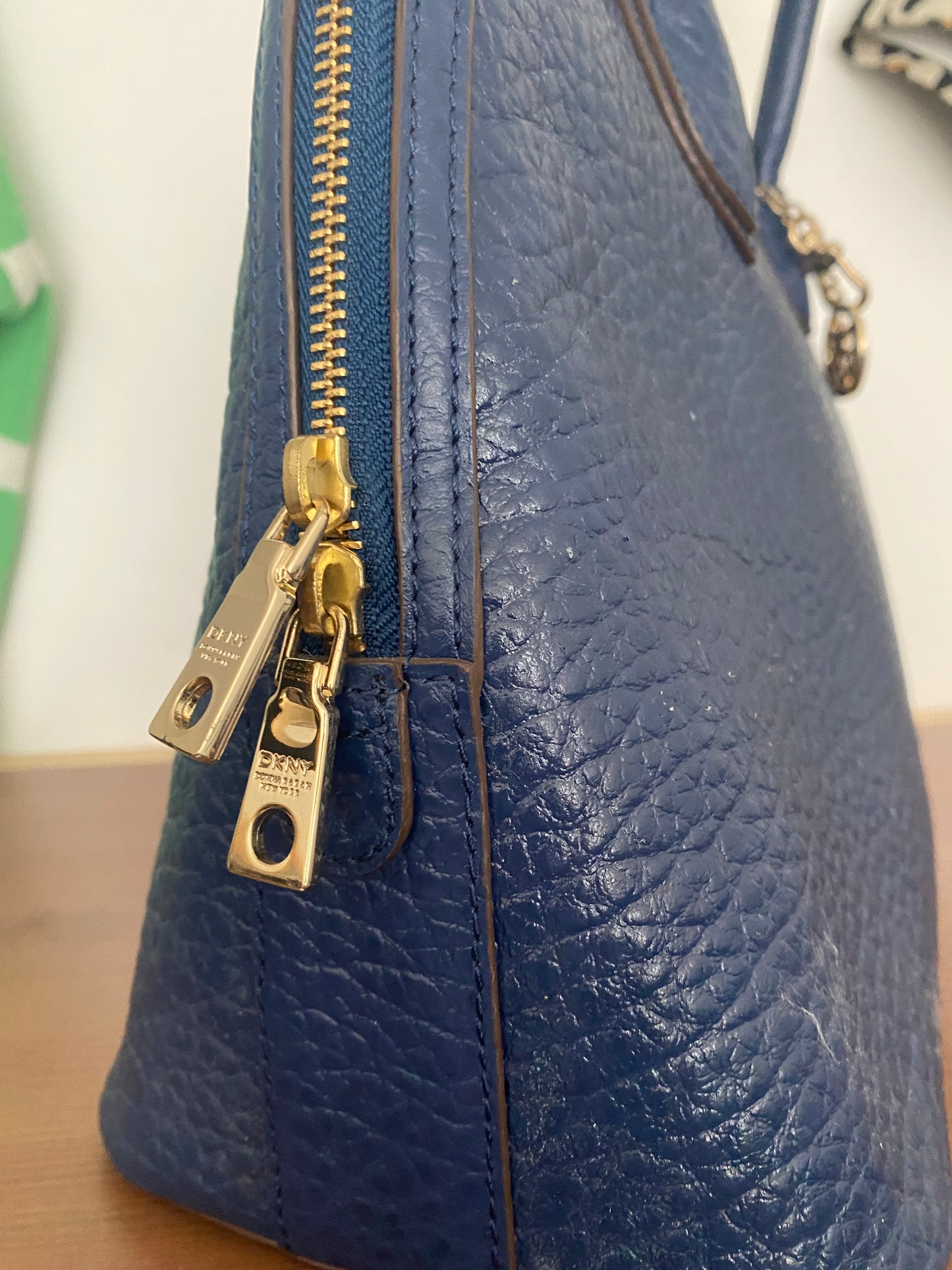 DKNY blue leather handbag