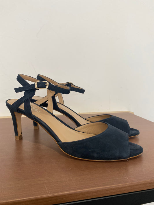 Hobbs Navy Suede Heeled Sandals Size 8