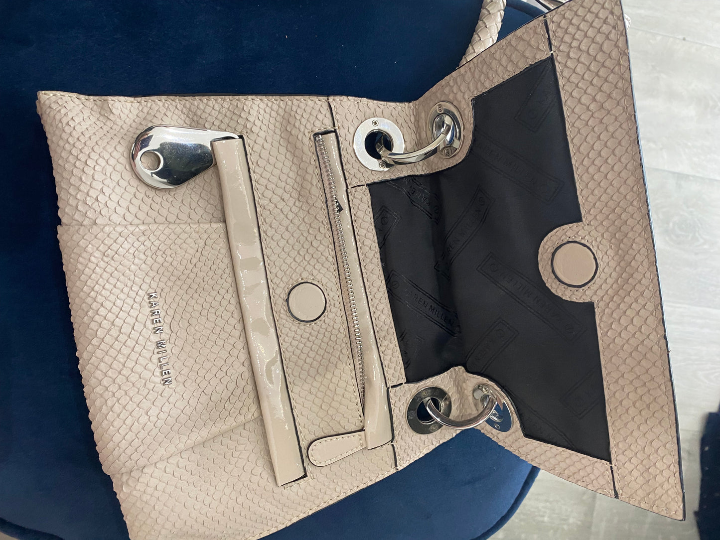 Karen Millen Crossbody Leather Handbag Beige