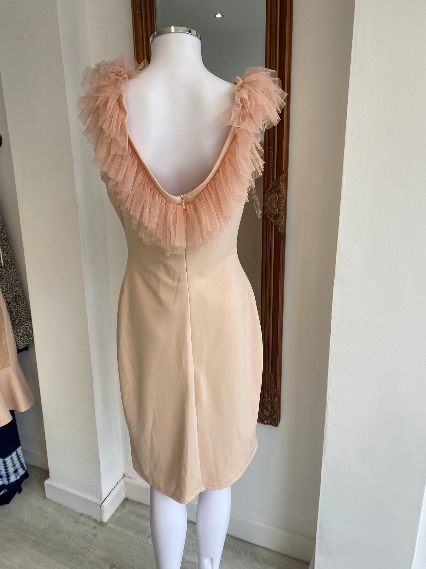 Little Black Dress Beige Tulle Flower Dress Size 14