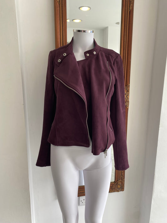 French Connection Plum Suedette Jacket Size 8