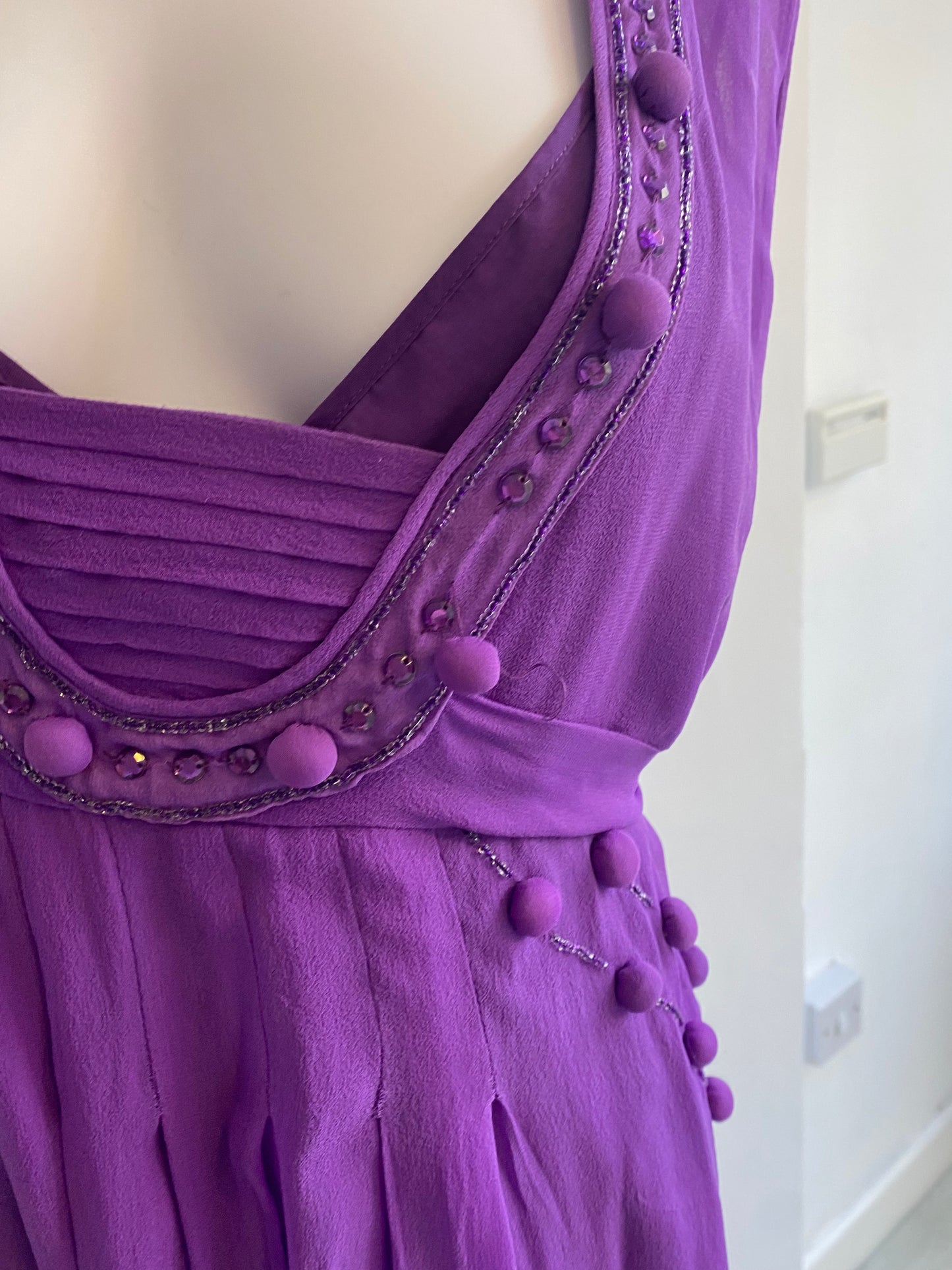 Marlene Birger Purple Dress with Pom Poms Size 14
