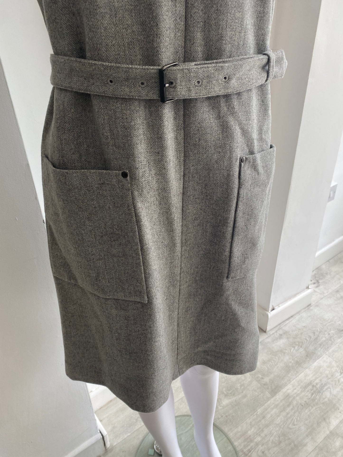 LK Bennett grey wool belted dress size 12