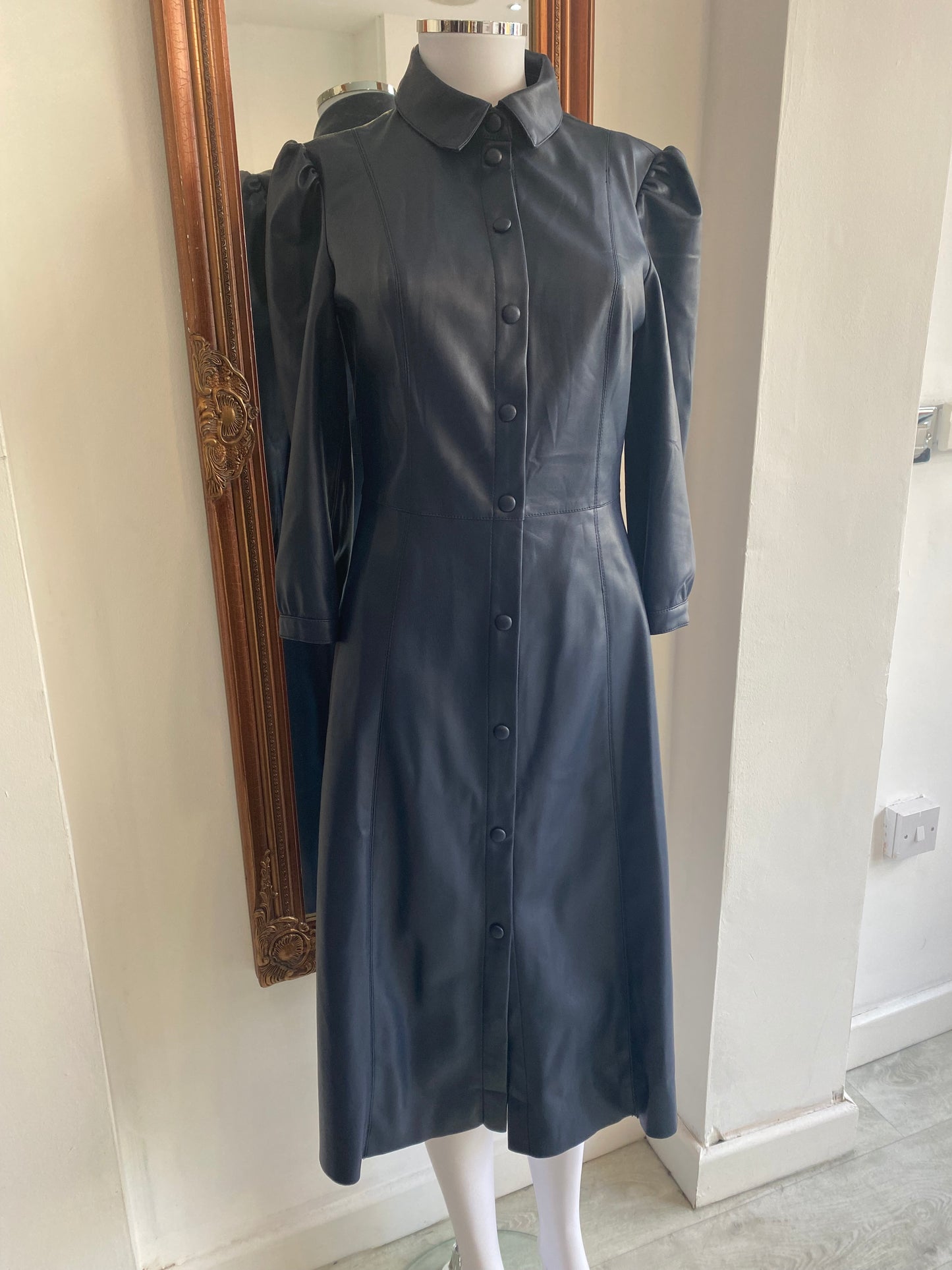 Sosander Navy Blue Faux Leather Dress Size 8