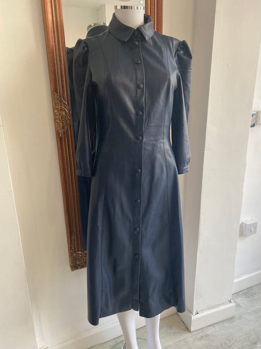 Sosander Navy Blue Faux Leather Dress Size 8