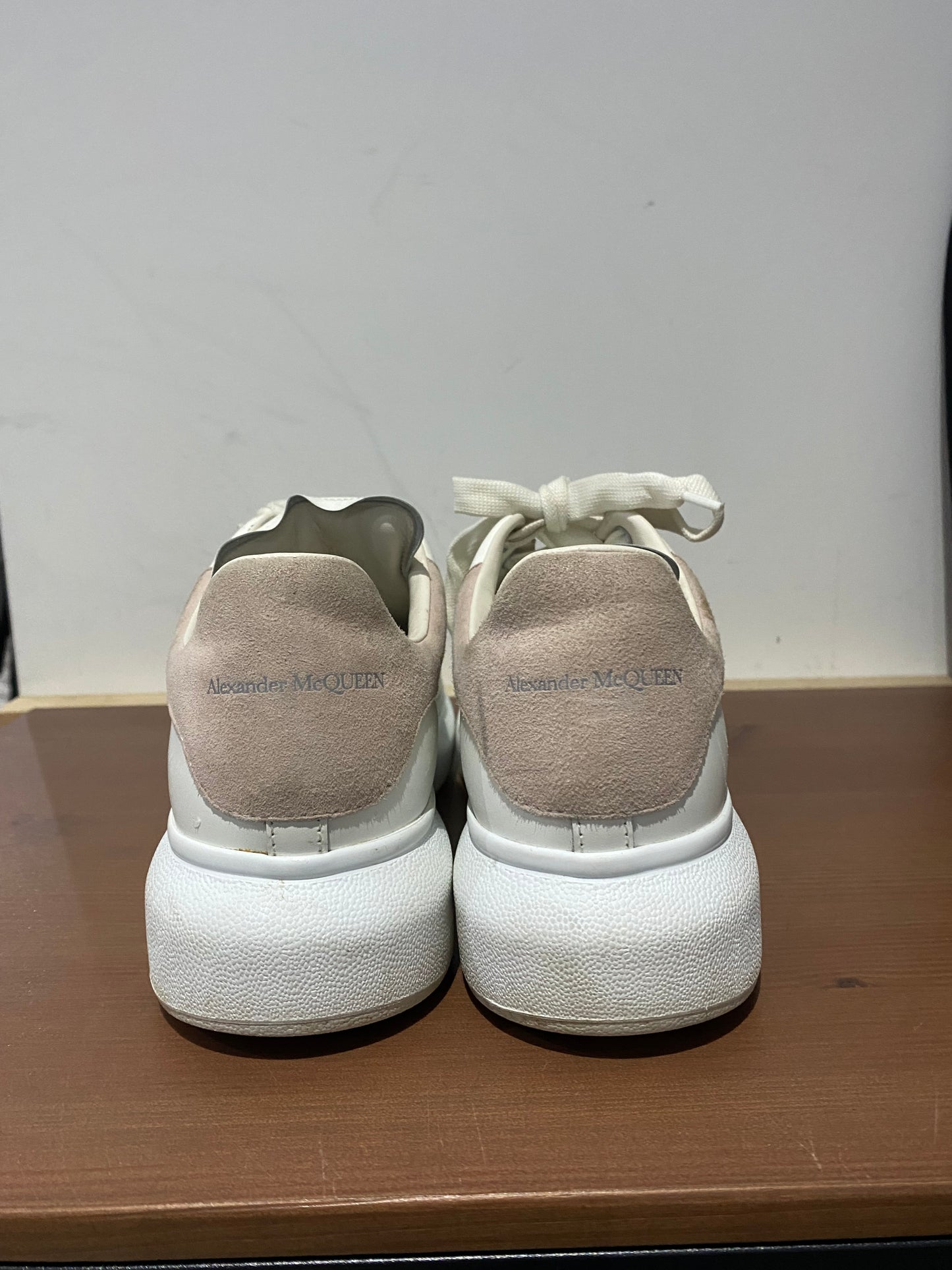 Alexander McQueen White Trainers with Blush Pink with Box Size 6