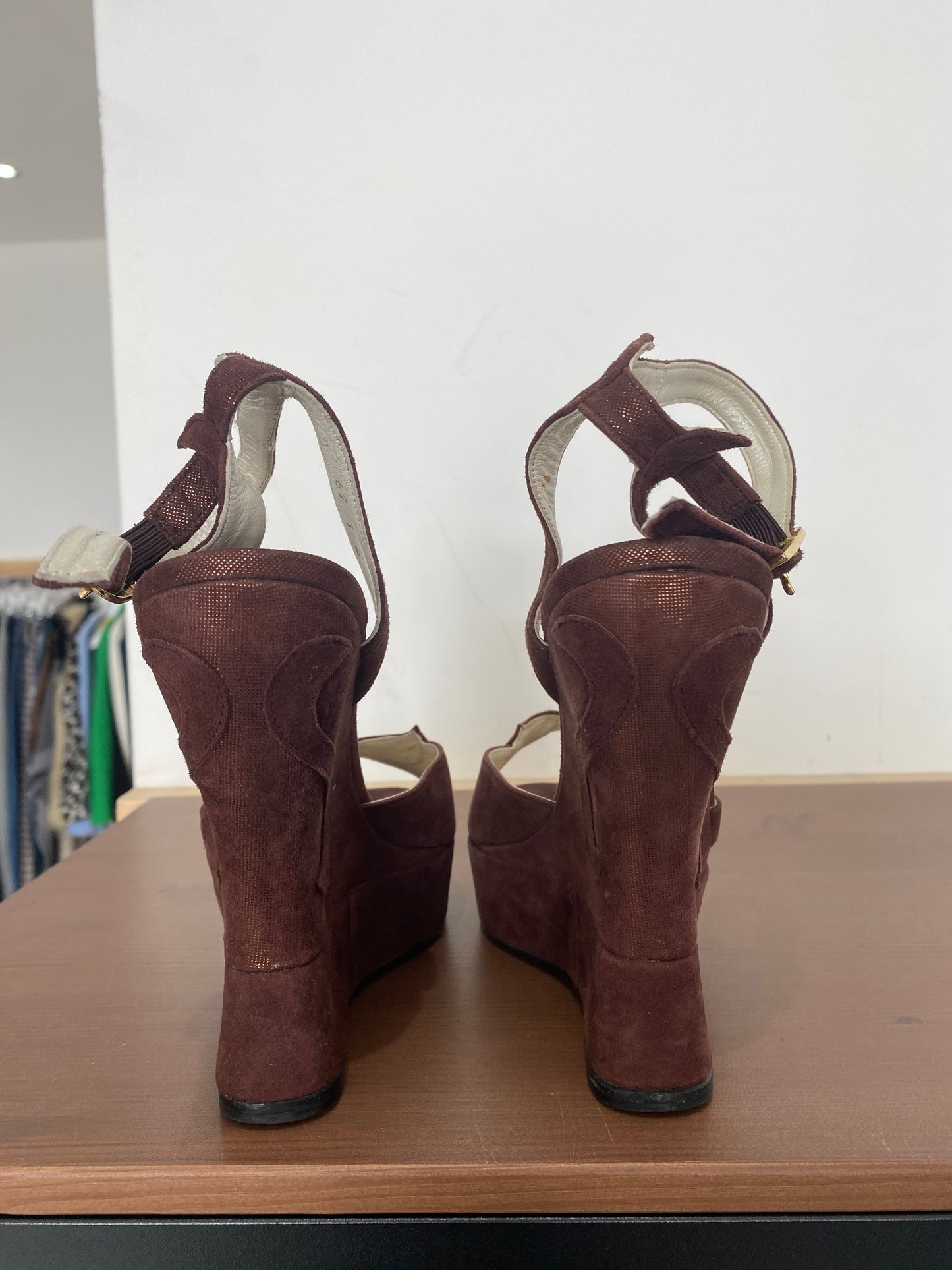 Terry de Havilland Margaux Bronze Wedge Heels with Box Size 6