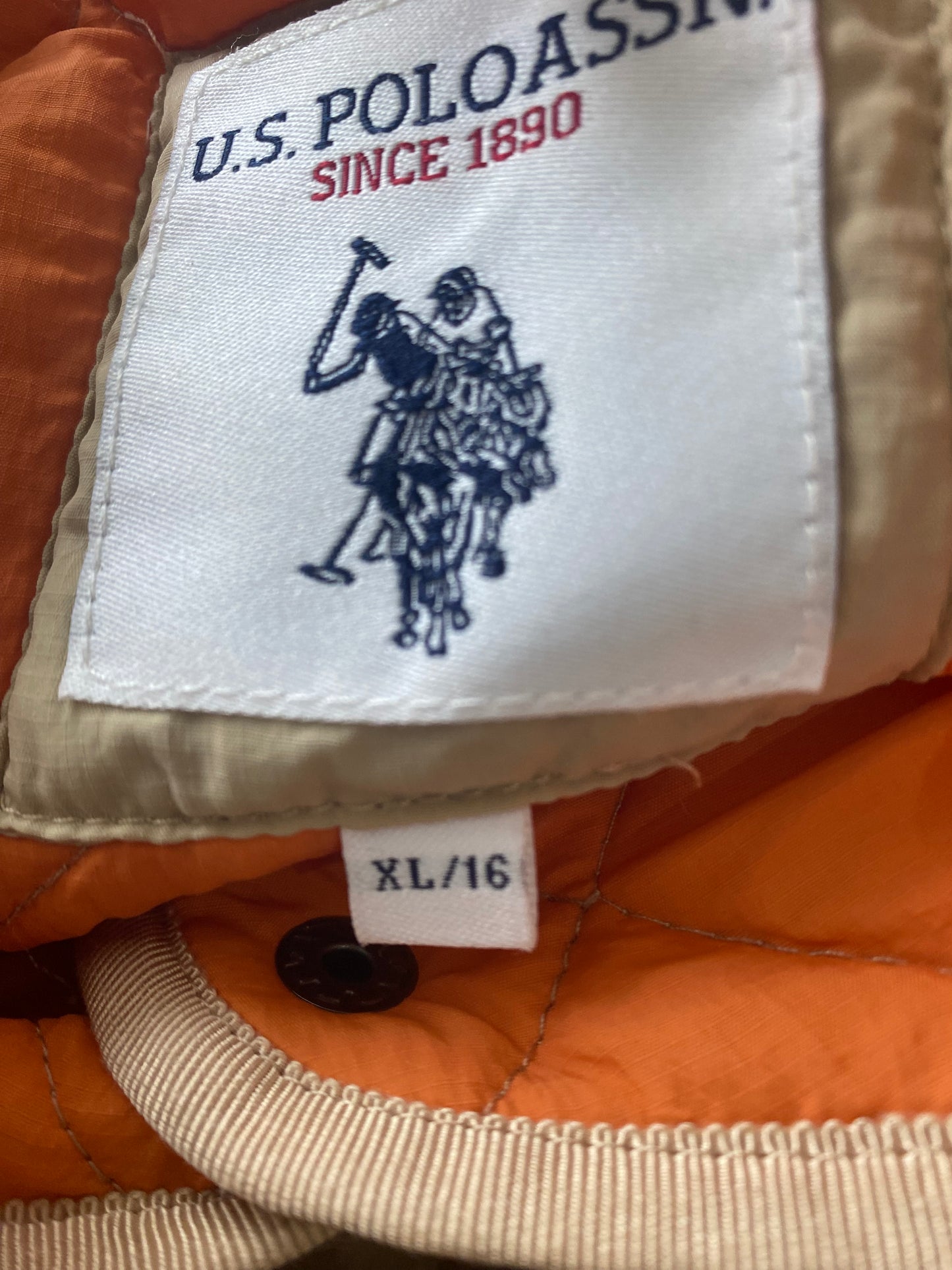 US Polo ASSN beige quilted coat size 16