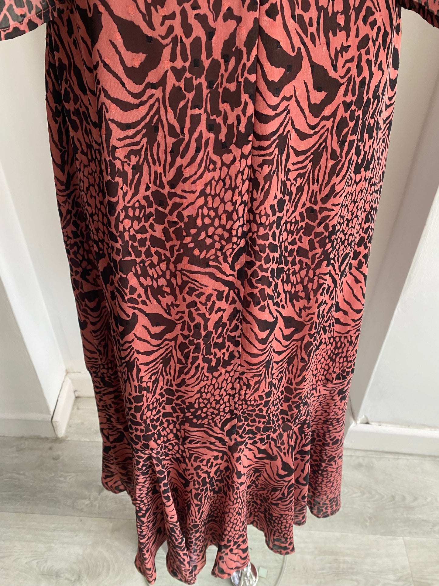 Whistles Brown Animal Print Maxi Dress Size 14