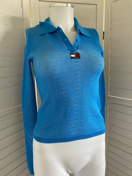 Tommy Hilfiger blue ribbed tshirt brand new size 6
