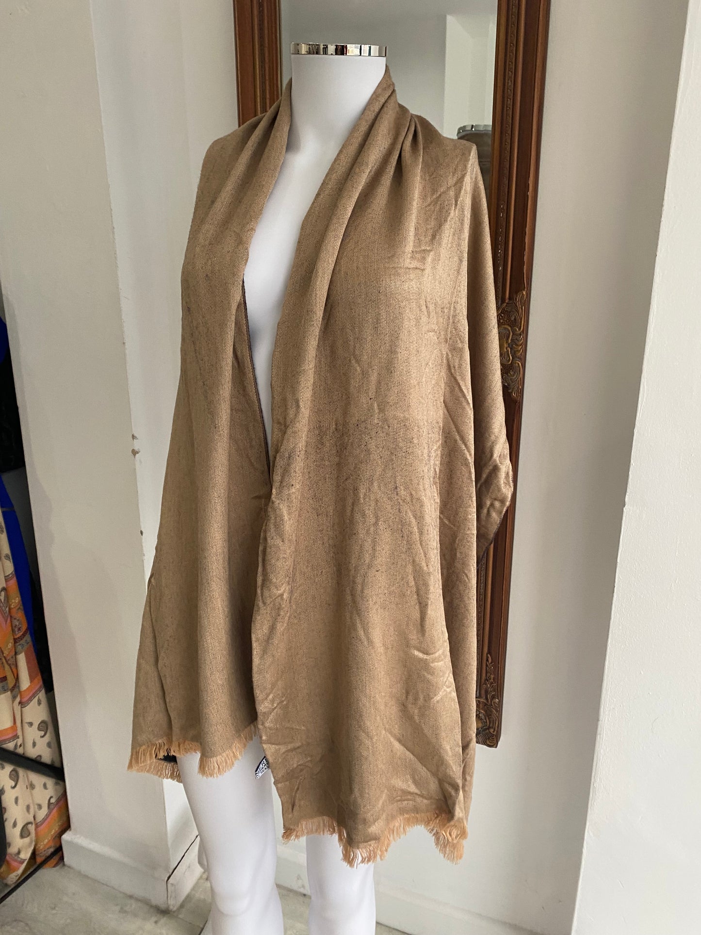 Himalayan Cashmere Gold and Navy Scarf