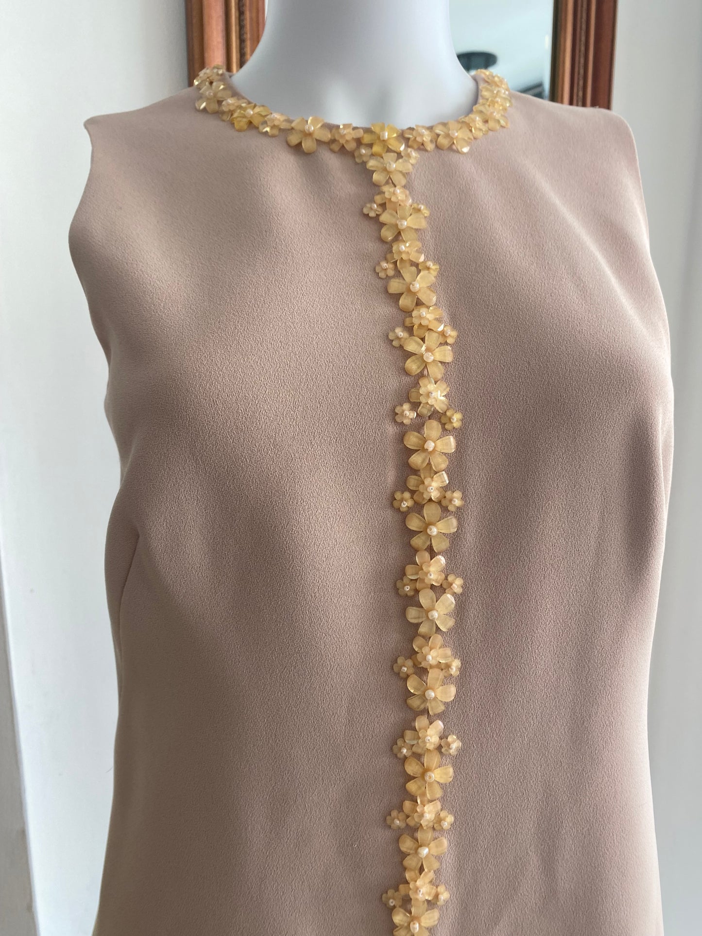 LK Bennett blush pink dress with floral beading size 8