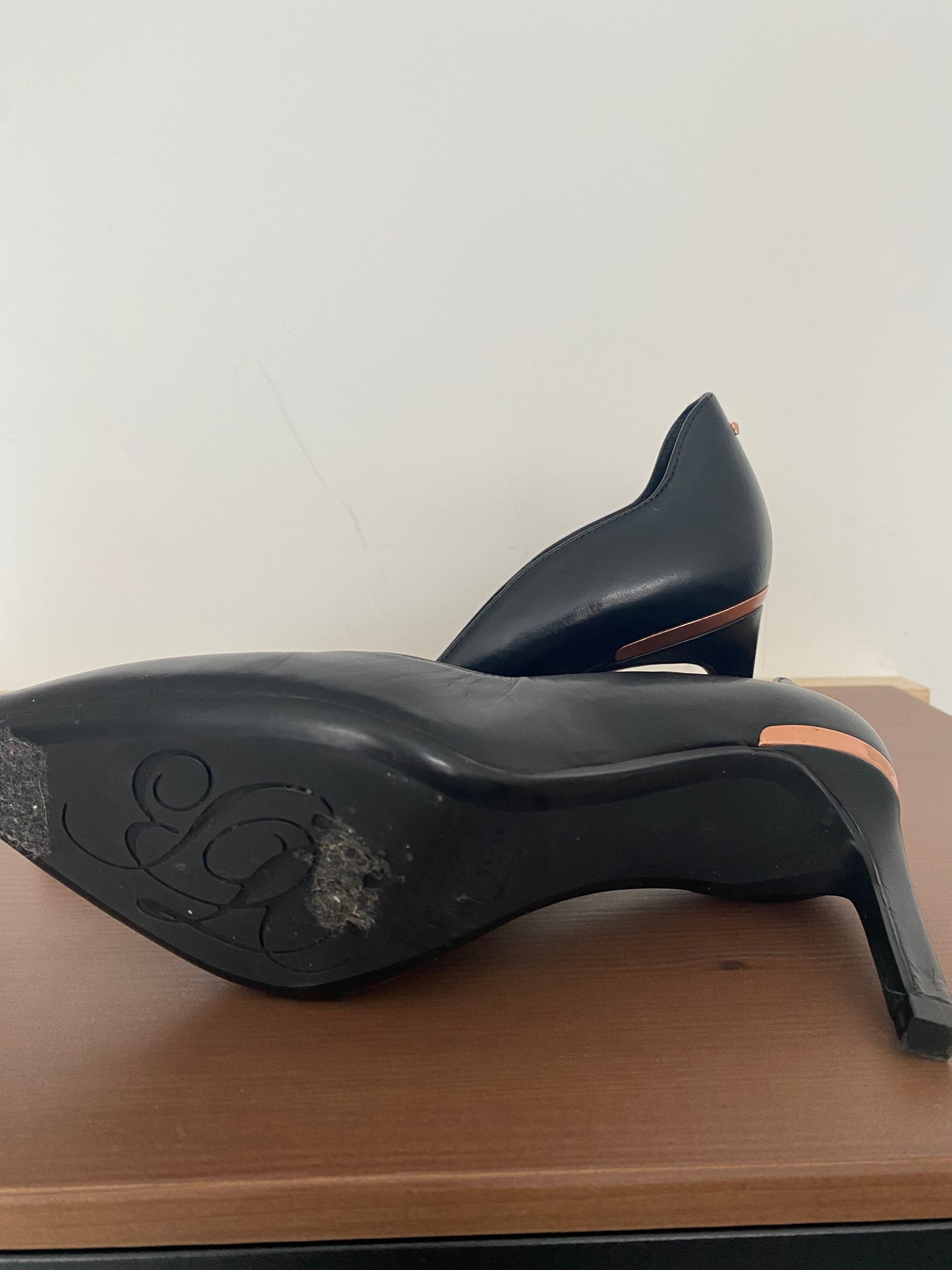 Ted Baker Black Leather Court Shoes Size 4