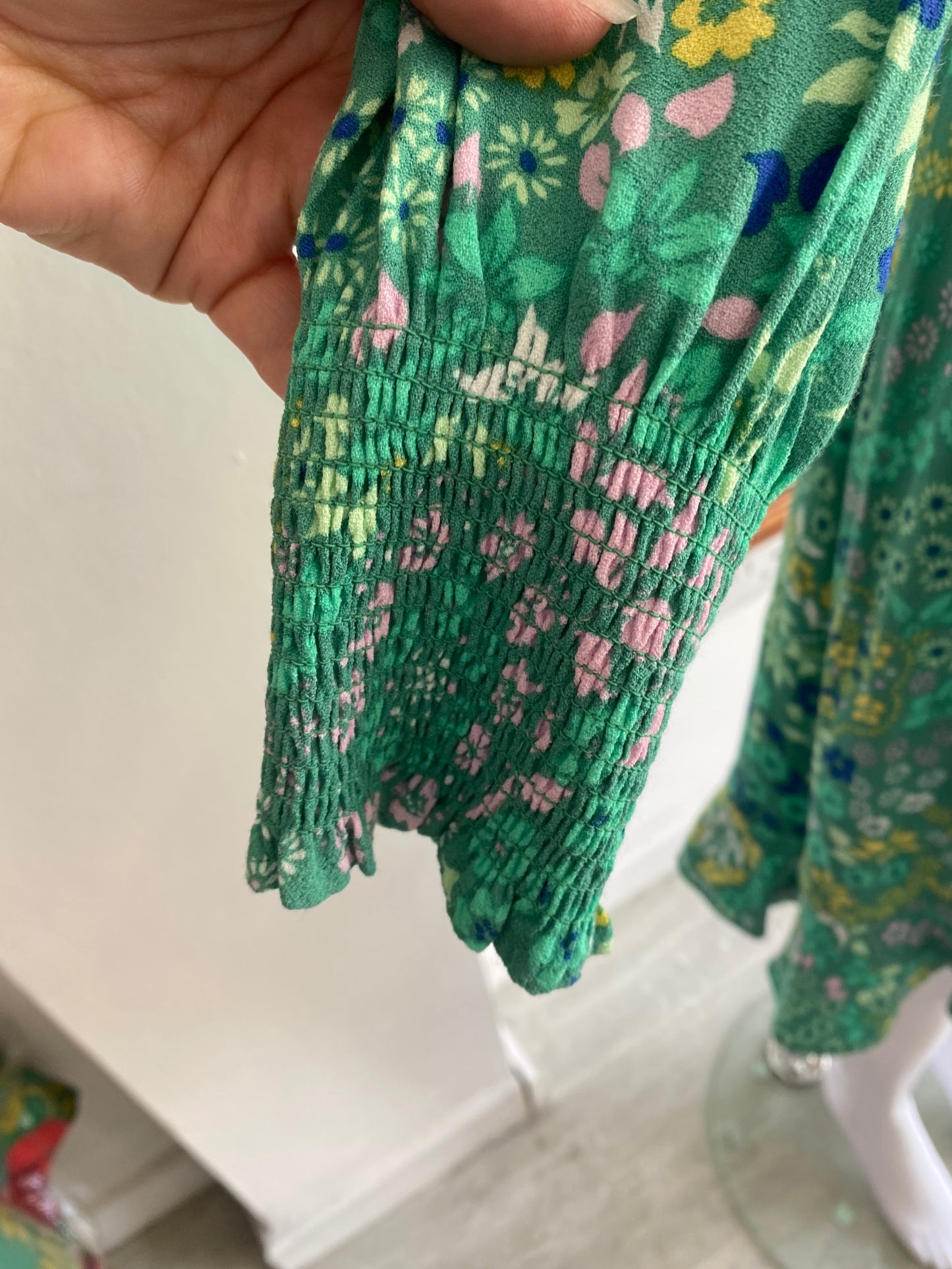 Oliver Bonas green floral print dress size 8