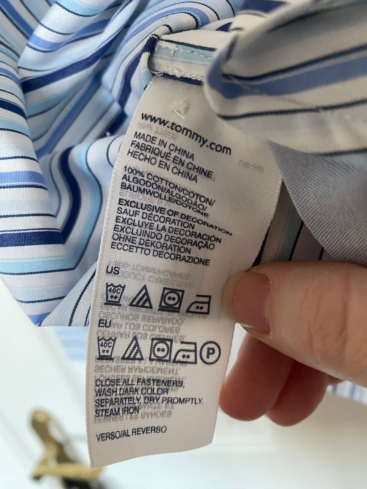 Tommy Hilfiger Blue Striped Shirt Size XXL