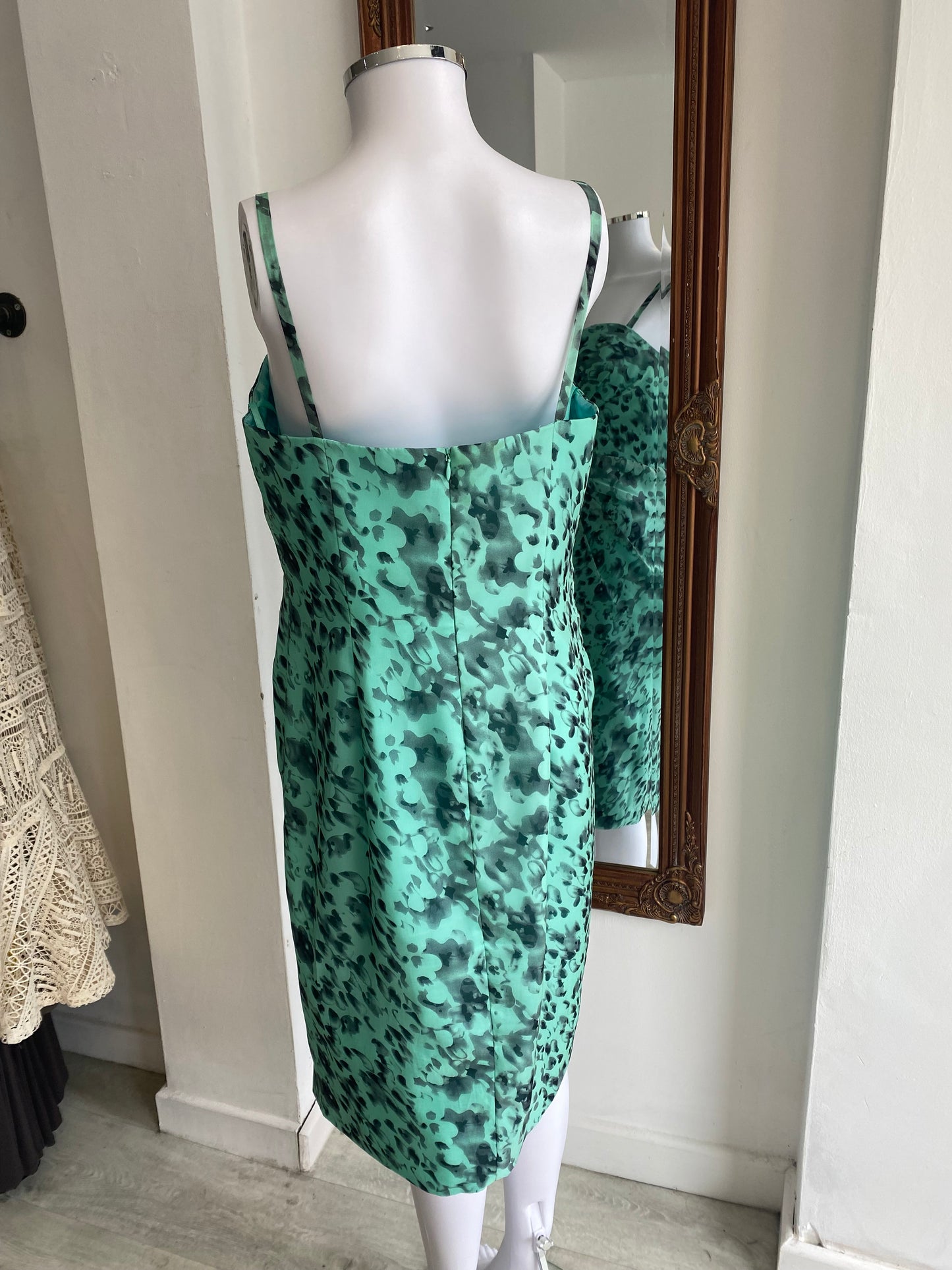 Gina Bacconi printed turquoise dress and jacket size 14