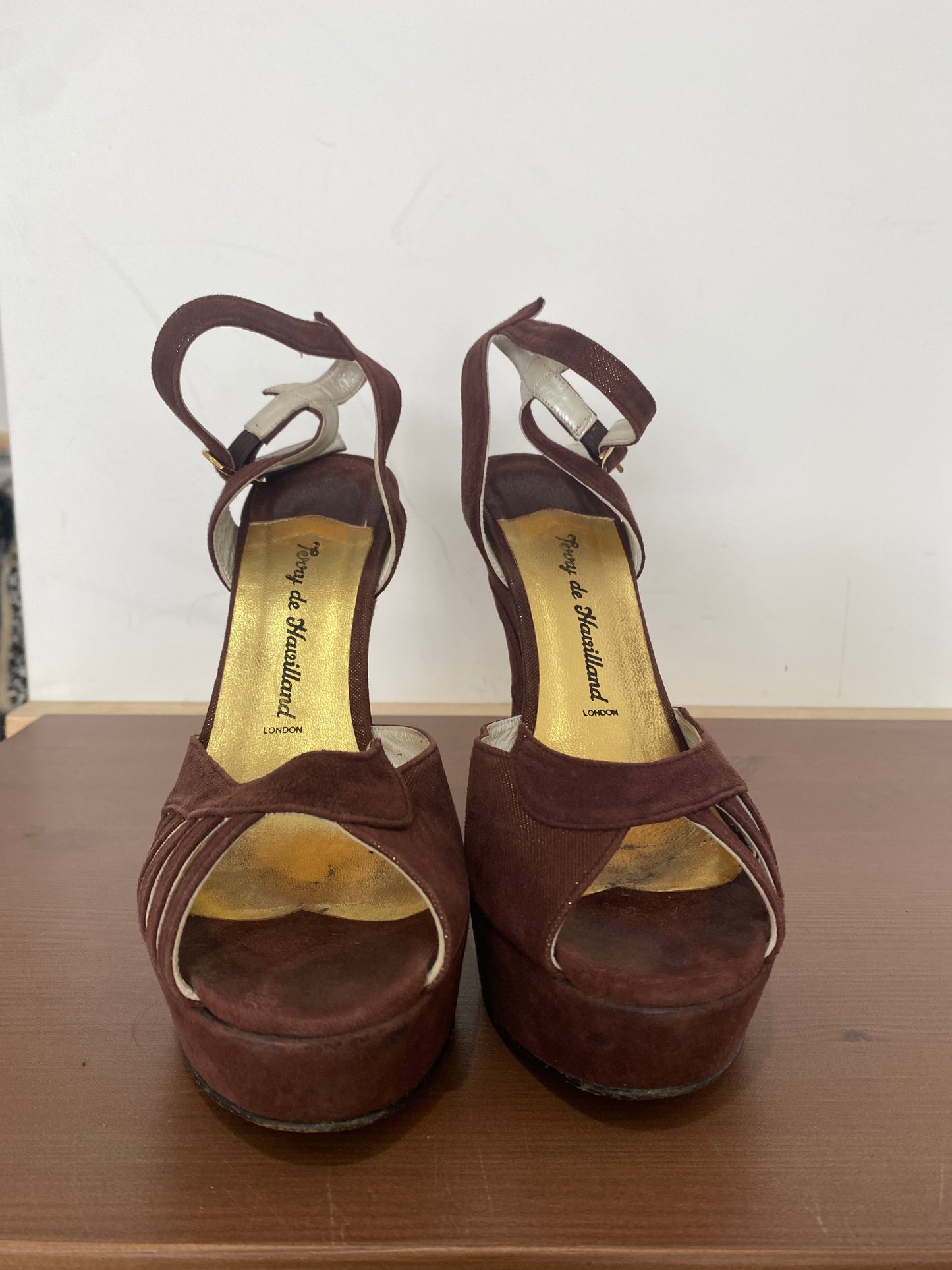 Terry de Havilland Margaux Bronze Wedge Heels with Box Size 6