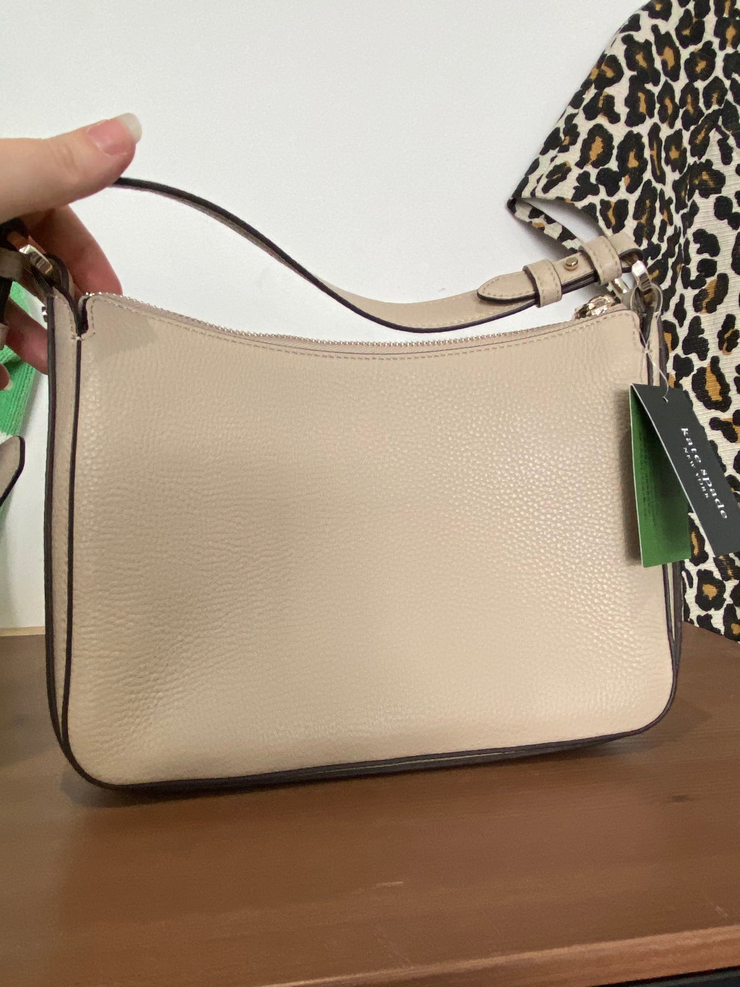 Kate Spade Hudson pebbled leather handbag cream