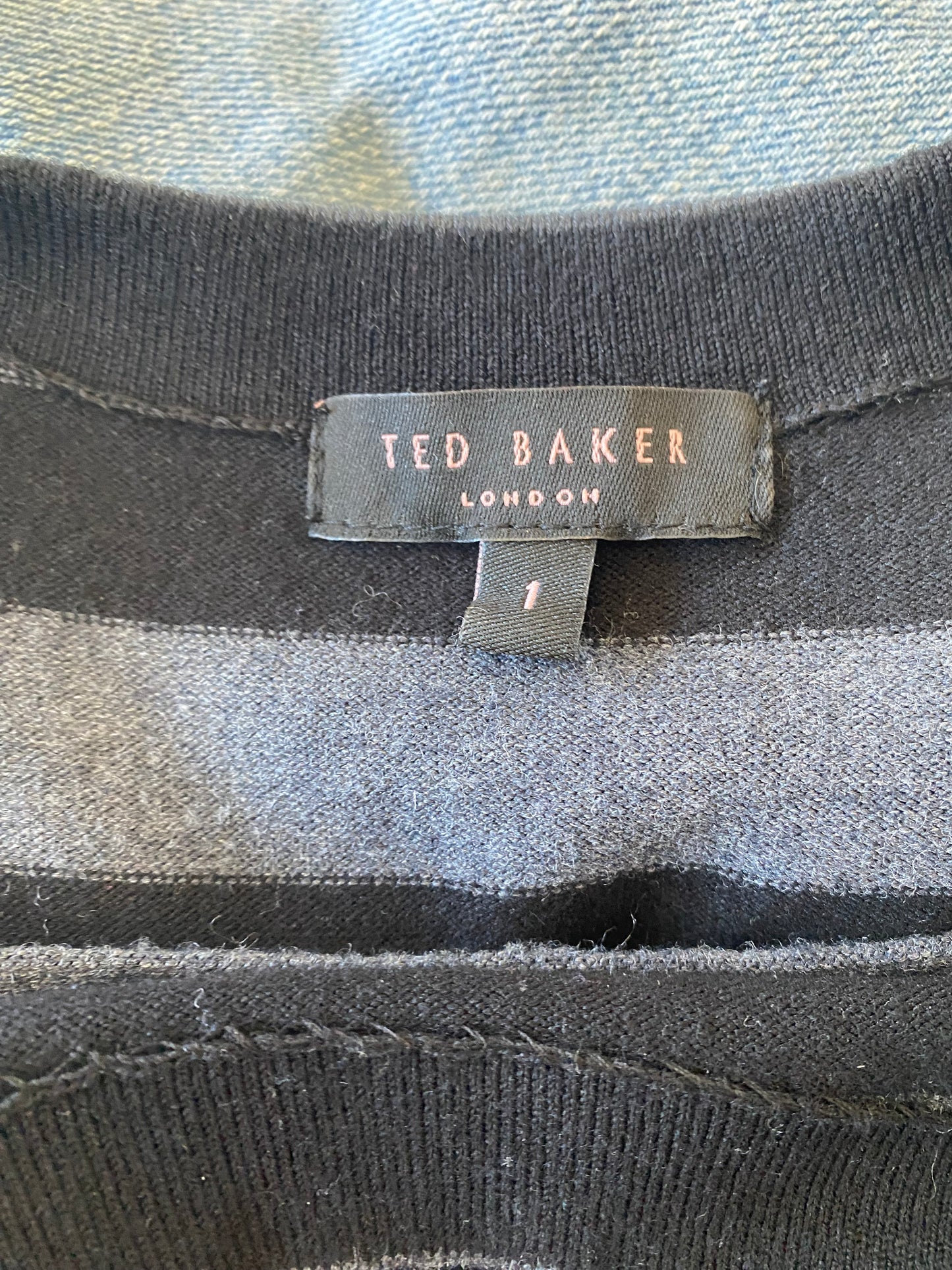 Ted Baker black and grey knitted dress size 8