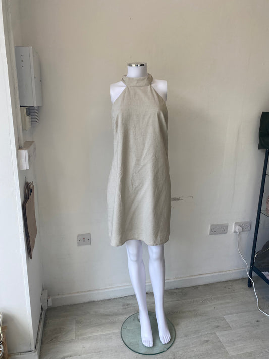 Mango Beige Halter Neck Dress With Tags Size L 12