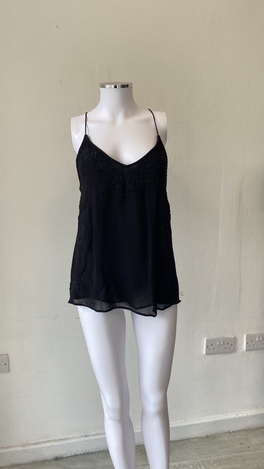 Hush Black Top with Embroidered Detail